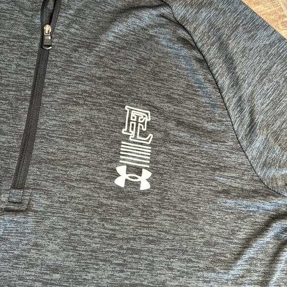 UNDER ARMOUR Men’s Charcoal Gray ‘Faith Lutheran’ Long Sleeve 1/4 Zip Pullover - Picture 2 of 6